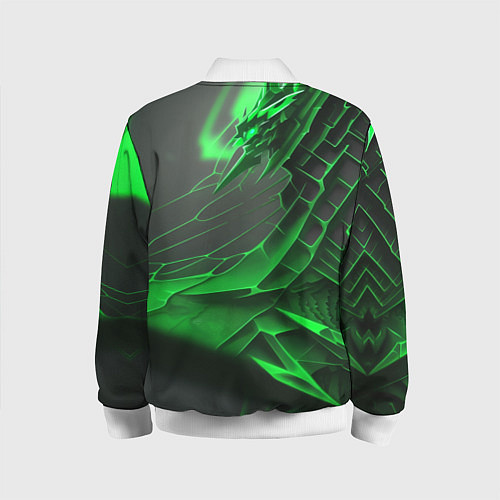 Детский бомбер Зелёная сеть на чёрном фоне / 3D-Белый – фото 2