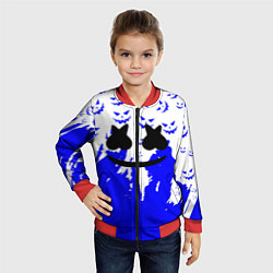 Бомбер детский Marshmello dj blue pattern music band, цвет: 3D-красный — фото 2