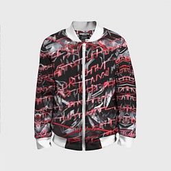 Бомбер детский Инопланетный текст красный, цвет: 3D-белый