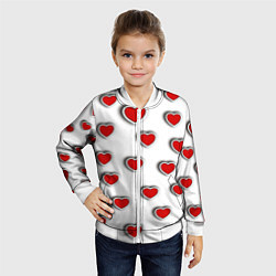 Бомбер детский Стикеры наклейки объемные сердечки, цвет: 3D-белый — фото 2