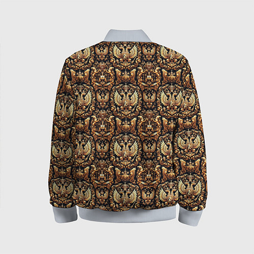 Детский бомбер Золотой объемный герб России паттерн / 3D-Серый – фото 2