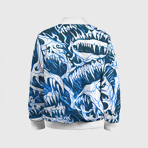 Детский бомбер Белые клыки на синем фоне / 3D-Белый – фото 2