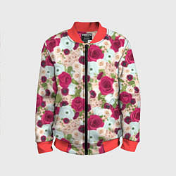 Бомбер детский Цветочный фон, цвет: 3D-красный