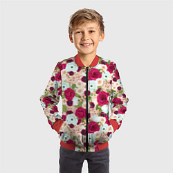 Бомбер детский Цветочный фон, цвет: 3D-красный — фото 2
