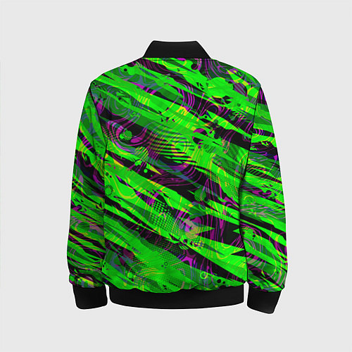 Детский бомбер Зеленые узоры паттерны / 3D-Черный – фото 2