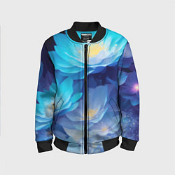 Бомбер детский Волшебные цветы блестящие, цвет: 3D-черный