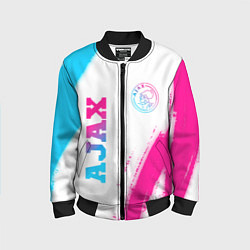Бомбер детский Ajax neon gradient style вертикально, цвет: 3D-черный