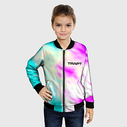 Бомбер детский Trapt текстура градиент неоновые краски, цвет: 3D-черный — фото 2
