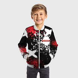 Бомбер детский Хавал на фоне граффити и брызг красок, цвет: 3D-белый — фото 2