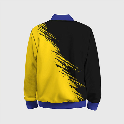 Детский бомбер Черные штрихи на желтом фоне / 3D-Синий – фото 2