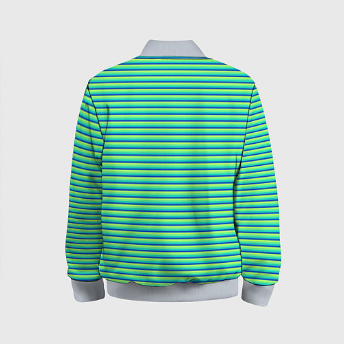 Детский бомбер Зелёный в синюю полоску / 3D-Серый – фото 2