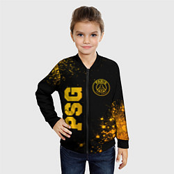 Бомбер детский PSG - gold gradient вертикально, цвет: 3D-черный — фото 2