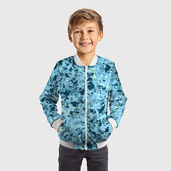 Бомбер детский Абстракция бирюзовый, цвет: 3D-белый — фото 2