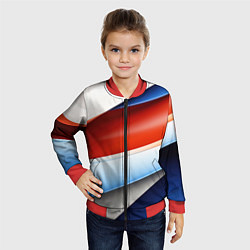 Бомбер детский Абстрактный минимализм плавные волнистые линии, цвет: 3D-красный — фото 2