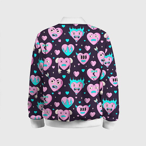 Детский бомбер Паттерн с арт сердцами / 3D-Белый – фото 2