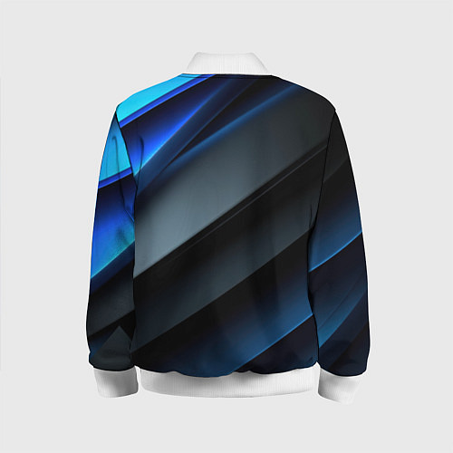 Детский бомбер Темная синяя стильная абстракция на черном фоне / 3D-Белый – фото 2
