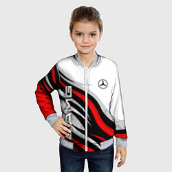 Бомбер детский Mercedes benz AMG - белый с красным, цвет: 3D-серый — фото 2