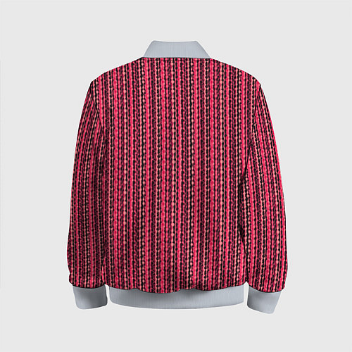 Детский бомбер Красно-розовый искажённые полосы / 3D-Серый – фото 2