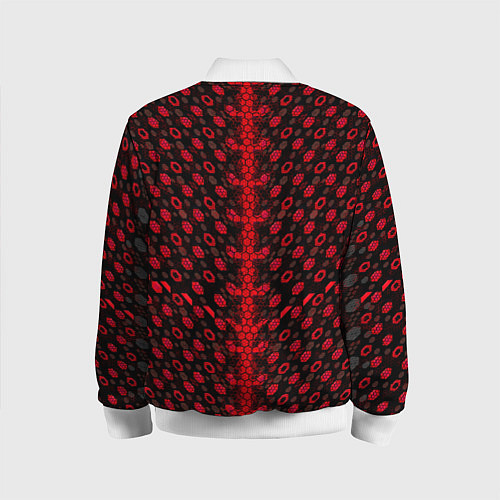 Детский бомбер Красные киберпанк ячейки на белом фоне / 3D-Белый – фото 2