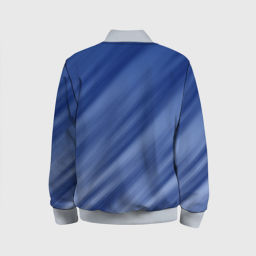 Детский бомбер Белые полосы на синем фоне / 3D-Серый – фото 2