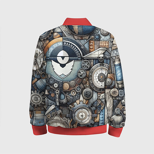 Детский бомбер Механистический паттерн - авангард нейросеть / 3D-Красный – фото 2