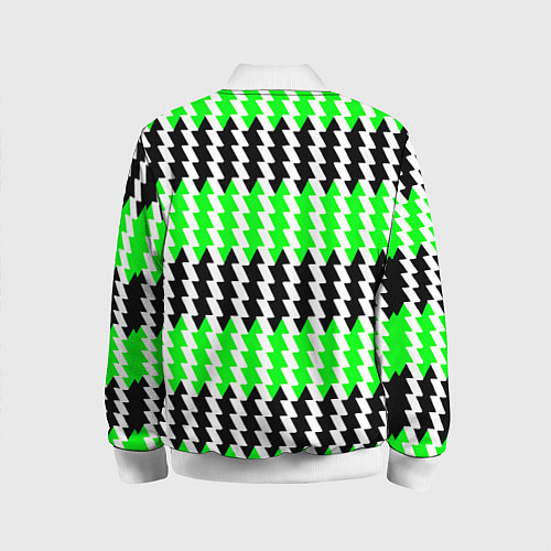 Детский бомбер Вертикальные чёрно-зелёные полосы / 3D-Белый – фото 2