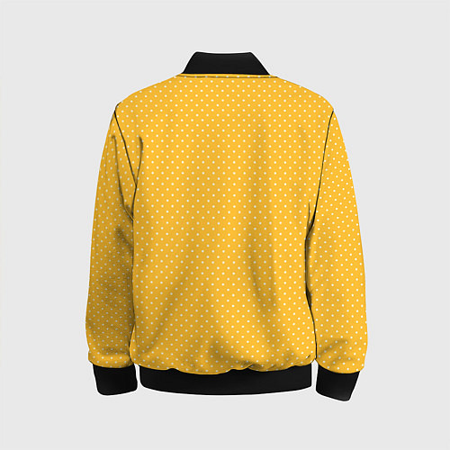 Детский бомбер Жёлтый в белый маленький горошек / 3D-Черный – фото 2