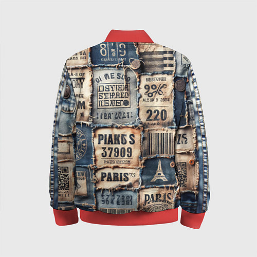 Детский бомбер Пэчворк джинсы из Парижа / 3D-Красный – фото 2