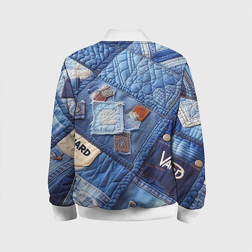Детский бомбер Vanguard jeans patchwork - ai art / 3D-Белый – фото 2