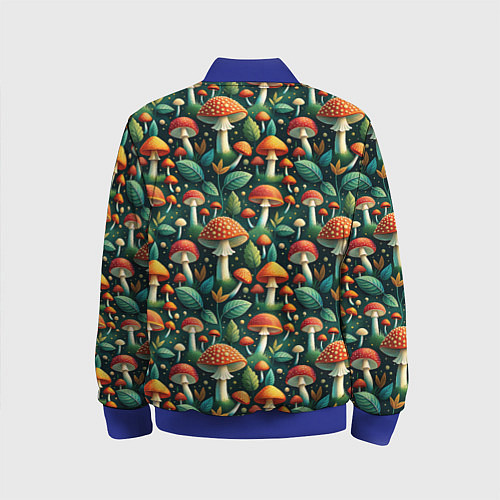 Детский бомбер Дикие грибы лесные мухоморы / 3D-Синий – фото 2