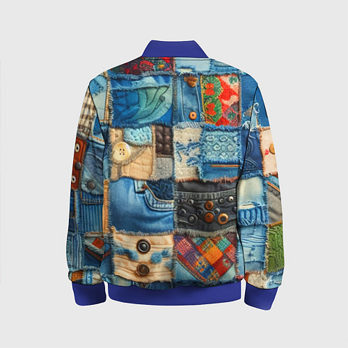 Детский бомбер Vanguard denim patchwork - ai art / 3D-Синий – фото 2