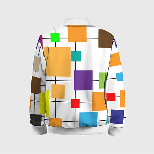 Детский бомбер Разноцветные квадраты паттерны / 3D-Белый – фото 2