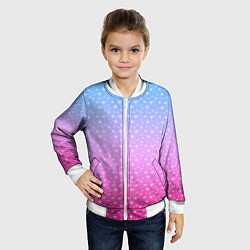 Бомбер детский Звёздный градиент голубой и розовый, цвет: 3D-белый — фото 2