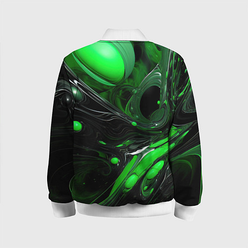 Детский бомбер Green dark abstract geometry style / 3D-Белый – фото 2