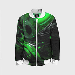 Бомбер детский Green dark abstract geometry style, цвет: 3D-белый