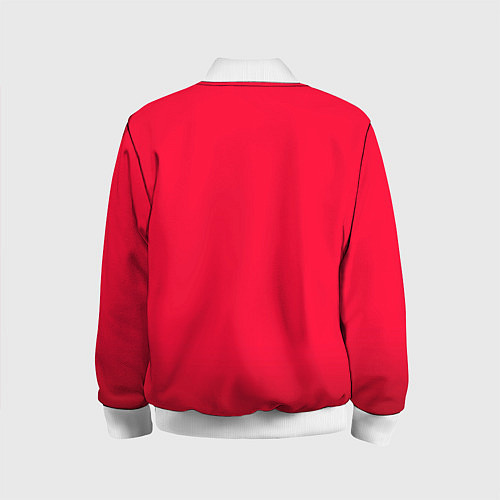 Детский бомбер Карминово-красный мягкий градиент с затемнением / 3D-Белый – фото 2