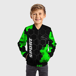 Бомбер детский Jaguar green sport hexagon, цвет: 3D-черный — фото 2