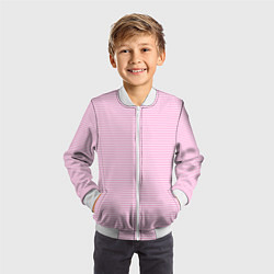 Бомбер детский Светлый розовый в белую полоску, цвет: 3D-белый — фото 2