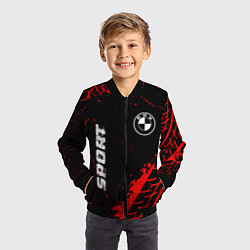 Бомбер детский BMW red sport tires, цвет: 3D-черный — фото 2