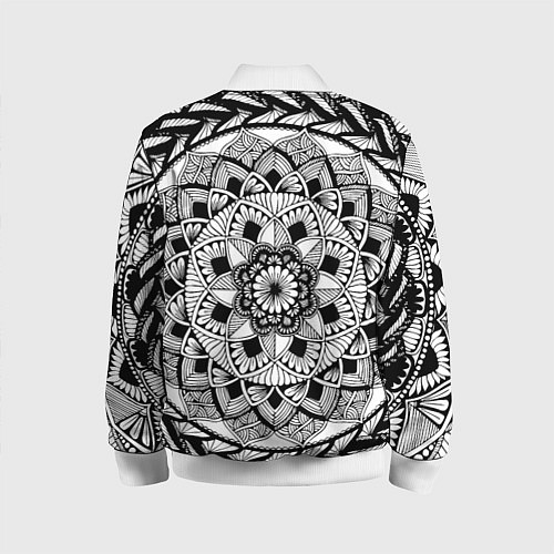 Детский бомбер Мандала зенарт чёрно-белая / 3D-Белый – фото 2
