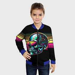 Бомбер детский Cyber skull - ai art fantasy, цвет: 3D-синий — фото 2