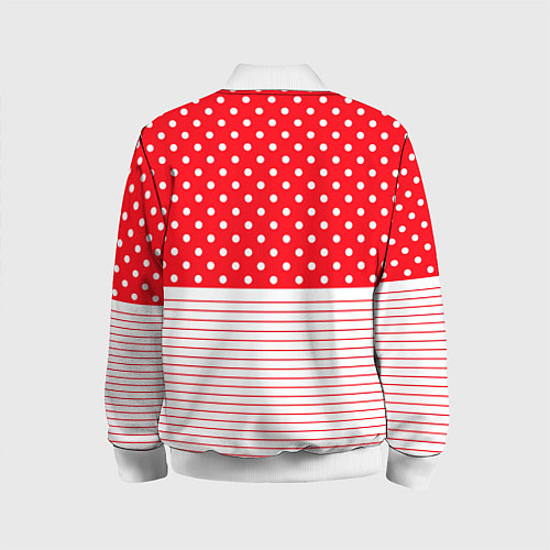 Детский бомбер Красно-белый в горошек с полосами / 3D-Белый – фото 2