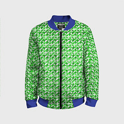 Бомбер детский Белые плюсики на зелёном фоне, цвет: 3D-синий