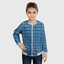 Бомбер детский Чёрные плюсики на синем фоне, цвет: 3D-серый — фото 2