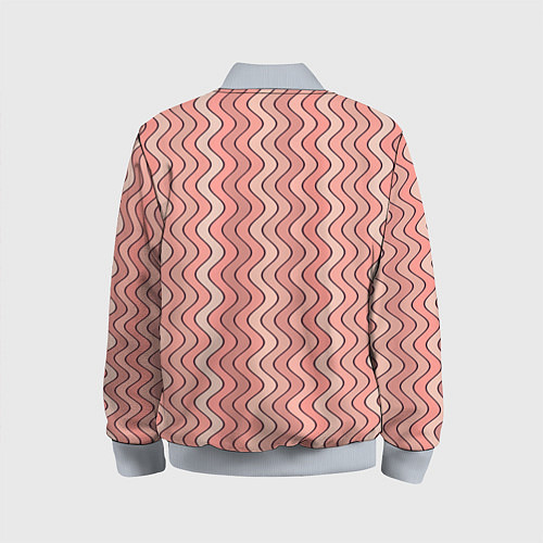 Детский бомбер Волнистые линии персиковый / 3D-Серый – фото 2