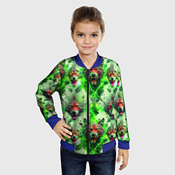 Бомбер детский Волки эпический паттерн, цвет: 3D-синий — фото 2