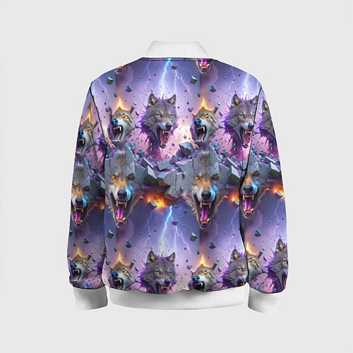 Детский бомбер Волки и молнии / 3D-Белый – фото 2
