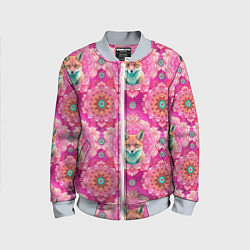 Бомбер детский Лисица и паттерн, цвет: 3D-серый