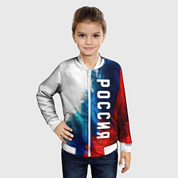 Бомбер детский Россия триколор флаг, цвет: 3D-белый — фото 2