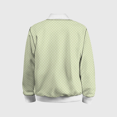Детский бомбер Светлый оливковый паттерн сеточка / 3D-Белый – фото 2